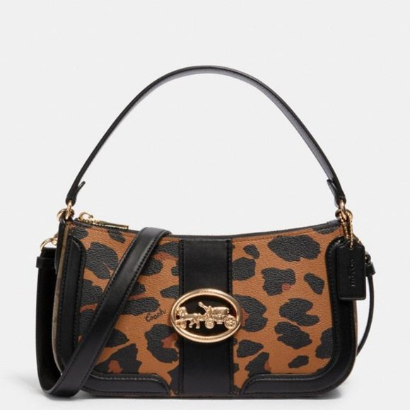 NWT COACH Georgie Baguette  Leopard PrinT BAG - Picture 1 of 3